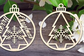 Σετ των 2 Intra απο ξύλο plywood Χρώμα wenge 3mm-4mm πάχος - Στολίδι Χριστουγεννιάτικου Δέντρου V1 Δίασταση 6x6 cm INTRAFABR-78970043