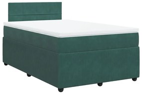 vidaXL Κρεβάτι Boxspring με Στρώμα Σκούρο Πράσινο 120x200εκ. Βελούδινο