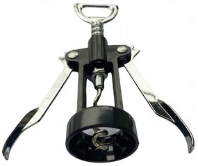 Τιρμπουσόν Fackelmann 49781, 16 cm, 2 σε 1, Μοχλός, Μπύρα και κρασί, Μαύρο/Ασημί