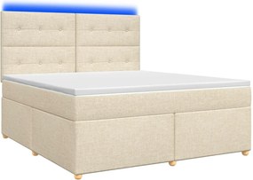 vidaXL Κρεβάτι box spring με στρώμα Κρεμ 140 x 200 cm Ύφασμα