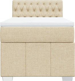 vidaXL Κρεβάτι Boxspring με Στρώμα Κρεμ 80 x 200 εκ. Υφασμάτινο