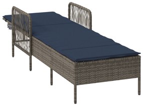 vidaXL Ξαπλώστρα Γκρι PE Ρατάν 157 x 55 x 92 εκ. Αναδιπλούμενη