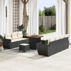 vidaXL Σετ Καναπέ Κήπου 10 pcs Μαύρο συνθετικό ρατάν