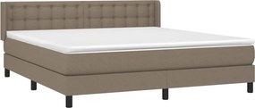 vidaXL Κρεβάτι Boxspring με Στρώμα Taupe 180x200 εκ. Υφασμάτινο