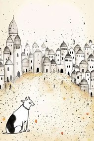 Σετ των 2 Intra Συλλεκτικό Ξύλινο Παζλ Plywood  4mm - Σκύλος που απολαμβάνει το αστικό τοπίο Σε Ξύλινο Κουτί - Διαστάσεις: 10x10 cm – 25 κομμάτια