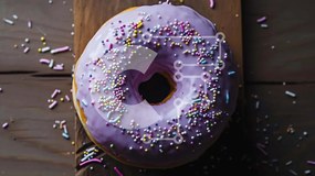 Intra Συλλεκτικό Ξύλινο Παζλ Plywood 4mm - Purple Sprinkle Donut σε ξύλινο τραπέζι Σε Ξύλινο Κουτί - Διαστάσεις: 10x10 cm – 25 κομμάτια