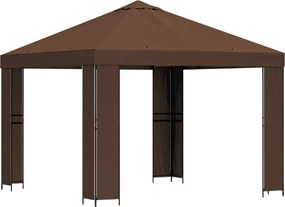 vidaXL Κιόσκι 3 x 3 m Καφέ Πολυεστέρας και Χάλυβας 190 gsm