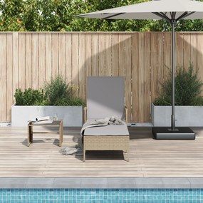 vidaXL Ξαπλώστρα Μπεζ και ανοιχτό γκρι PE ρατάν 157 x 55 x 92 εκ.