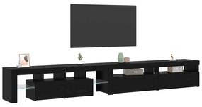 vidaXL TV Cabinets 3 τμχ με Φώτα LED Μαύρη Δρυός Επεξεργασμένο Ξύλο