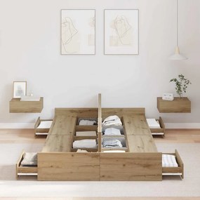 vidaXL Κρεβάτι με αποθηκευτικό χώρο artisan δρυς 120 x 200 cm