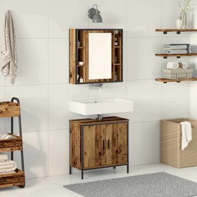 vidaXL Σετ Επίπλων Μπάνιου με ράφι με πόρτα 2 pcs Καφέ 60 x 30 x 60 cm