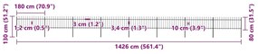 vidaXL Φράχτης Κήπου με Κορυφή Δόρυ από Ατσάλι, Μαύρος 1426 x 80 εκ.