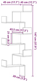 ΓΩΝΙΑΚΗ ΡΑΦΙΕΡΑ ΤΟΙΧΟΥ ΛΕΥΚΗ 45X45X147 ΕΚ. ΑΠΟ ΜΟΡΙΟΣΑΝΙΔΑ 852636