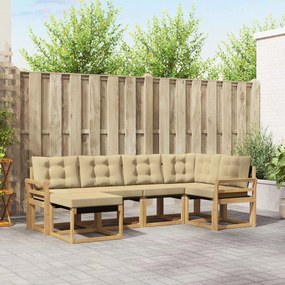 vidaXL Σειρά Καναπέ Εξωτερικού με μαξιλάρι 6 pcs Λευκό και Μπεζ