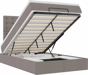 vidaXL Οθωμανικό κρεβάτι με στρώμα &amp; LEDs Taupe 120x190cm ύφασμα