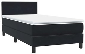 Κρεβάτι Boxspring με Στρώμα Μαύρο 80x220 εκ. Βελούδινο - Μαύρο