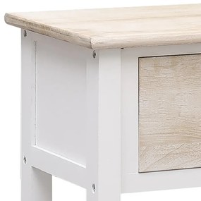 Τραπέζι Κονσόλα Λευκό &amp; Καφέ 108x30x76 εκ. Μασίφ Ξύλο Παυλώνιας - Λευκό
