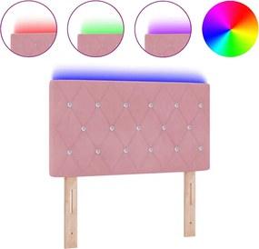 vidaXL LED κεφαλάρι με φώτα λωρίδας LED Ροζ 80 cm Πολυεστέρας