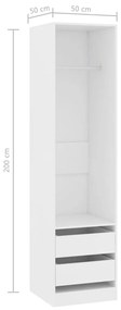 vidaXL Ντουλάπα με Συρτάρια Λευκή 50 x 50 x 200 εκ. από Επεξ. Ξύλο