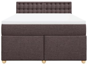 Κρεβάτι Boxspring με Στρώμα Σκούρο Καφέ 160x200 εκ Υφασμάτινο - Καφέ