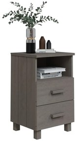vidaXL Κομοδίνο HAMAR Ανοιχτό Γκρι 40 x 35 x 62 εκ. Μασίφ Ξύλο Πεύκου
