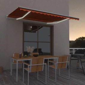 vidaXL Χειροκίνητη τέντα με ηλιακό LED 4 x 3 m