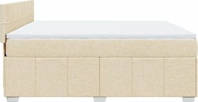 vidaXL Κρεβάτι Boxspring με Στρώμα Κρεμ 180x200 εκ. Υφασμάτινο