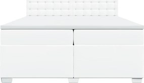 vidaXL Κρεβάτι Boxspring με Στρώμα Λευκό 200x200 εκ. Συνθετικό Δέρμα