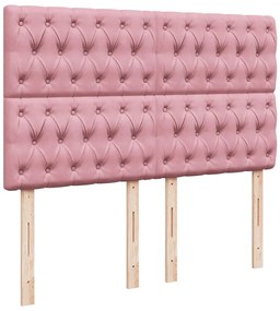 vidaXL Κρεβάτι Boxspring με Στρώμα Ροζ 160x200 εκ. Βελούδινο