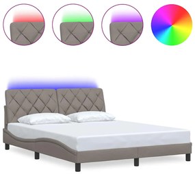 vidaXL Πλαίσιο κρεβατιού με LED χωρίς στρώμα Taupe 160x200 cm Ύφασμα