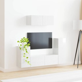 vidaXL Σετ επίπλου τηλεόρασης 4 pcs Υψηλής γυαλάδας λευκό