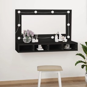 Έπιπλο Καθρέφτη με LED Μαύρο 90 x 31,5 x 62 εκ. - Μαύρο