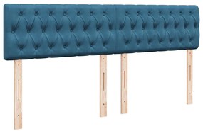 vidaXL Κρεβάτι Boxspring με Στρώμα Μπλε 200x200 εκ. Βελούδινο