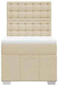 Κρεβάτι Boxspring με Στρώμα Κρεμ 80 x 200 εκ. Υφασμάτινο - Κρεμ
