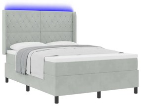 vidaXL Κρεβάτι Box Spring LED με Στρώμα Ανοιχτό γκρι 140 x 200 cm