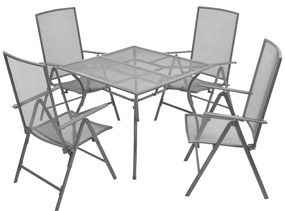 Σετ Τραπεζαρίας Εξ.Χώρου με Πτυσ. Καρέκλες 5 τεμ Ανθρακί Ατσάλι - Ανθρακί