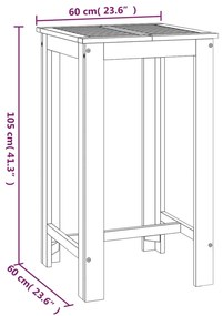 vidaXL Τραπέζι Μπαρ Κήπου 60 x 60 x 105 εκ. από Μασίφ Ξύλο Ακακίας