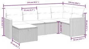 vidaXL Σετ Καναπέ Κήπου 6 τεμ. Μικτό Μπεζ Συνθετικό Ρατάν με Μαξιλάρια