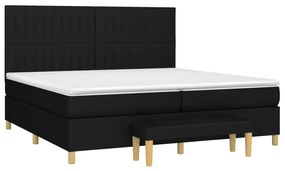 Κρεβάτι Boxspring με Στρώμα Μαύρο 200x200 εκ. Υφασμάτινο - Μαύρο