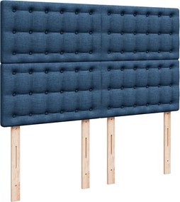 vidaXL Κρεβάτι Boxspring με Στρώμα Μπλε 140x190 εκ. Υφασμάτινο