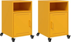 vidaXL Κομοδίνα 2 τεμ. Μουσταρδί 36x39x59 εκ. από Χάλυβα
