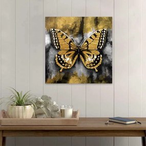 Πίνακας σε καμβά &quot;Golden Butterfly&quot; Megapap ψηφιακής εκτύπωσης 60x60x3εκ.