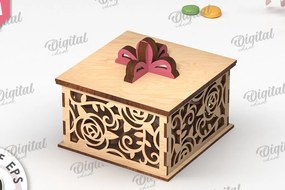 Σετ των 2 Intra απο ξύλο plywood Χρώμα wenge 3mm-4mm πάχος - Διακοσμητικό Ξύλινο Κουτί Δώρου Κοπή Laser Δίασταση 15x15 cm INTRAFABR-114206908