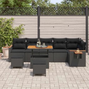 vidaXL Σετ Καναπέ Κήπου 9 pcs Μαύρο συνθετικό ρατάν