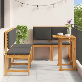 vidaXL σετ κηποσίτιου 5 κομματιών  με μαξιλάρια από ξύλο ακακίας