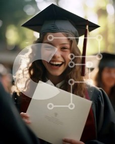 Intra Συλλεκτικό Ξύλινο Παζλ Plywood 4mm - Νεαρή γυναίκα με καπέλο και φόρεμα αποφοίτησης Σε Ξύλινο Κουτί - Διαστάσεις Puzzle: 10x10 cm – 25 κομμάτια