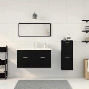 vidaXL Σετ Επίπλων Μπάνιου με πόρτα 4 pcs Μαύρη Οξυά 91 x 39.5 x 46 εκ