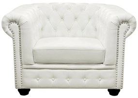 Πολυθρόνα POLINA C3011.02 PU Λευκό Ματ Τύπου Chesterfield 110x90x73Y εκ. 110x90x73 εκ.