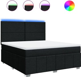 vidaXL Κρεβάτι Boxspring με Στρώμα Μαύρο 180x200 εκ. Υφασμάτινο