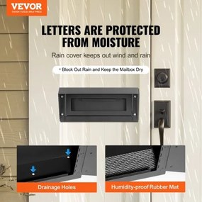 VEVOR Through The Door Key Drop Box 12x6x16&quot; Mailbox with 1.8&quot;12&quot; Key Lock Black